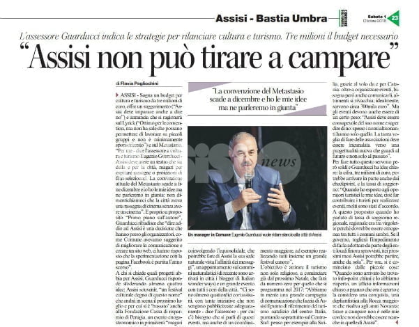 L'intervista a Guarducci sul Corriere dell'Umbria