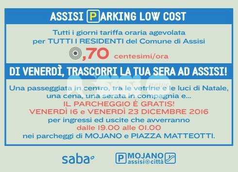 Parcheggi gratis ad Assisi il 16 e 23 dicembre 2016