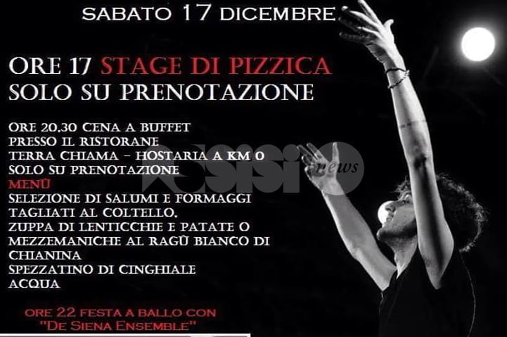 Sabato 17 dicembre ad Assisi stage di Pizzica con cena e "festa a Ballo"