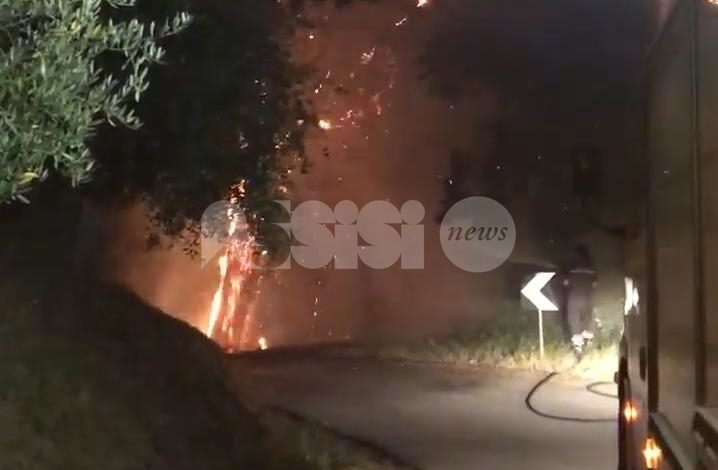 Incendio a Colle di Bettona, sul posto i Vigili del Fuoco