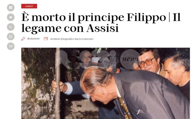 Principe Filippo, morto il duca di Edimburgo: venne ad Assisi nel 1986