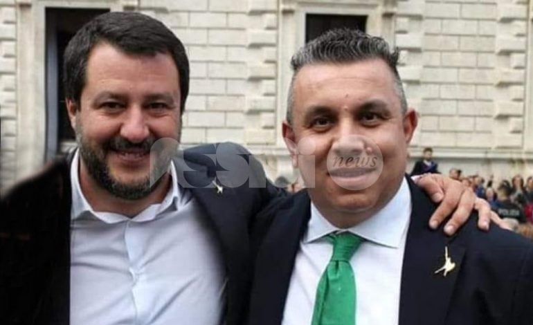 Matteo Salvini e Giancarlo Giorgetti ad Assisi per la campagna di Marco Cosimetti