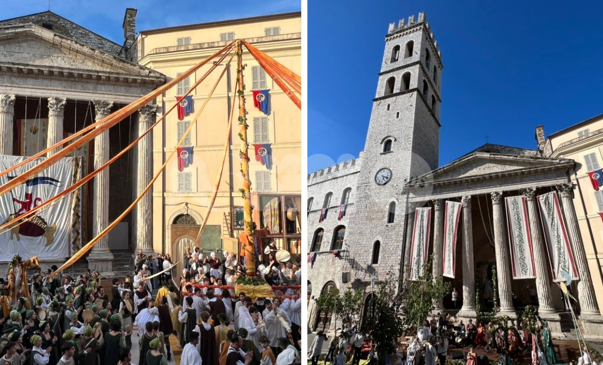 Cortei del giorno del Calendimaggio di Assisi 2023, le foto e i video di Sotto e Sopra